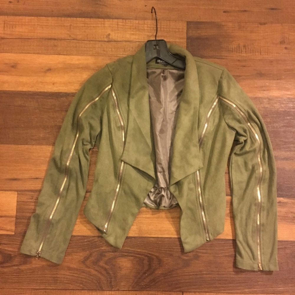 Faux suede cropped jacket